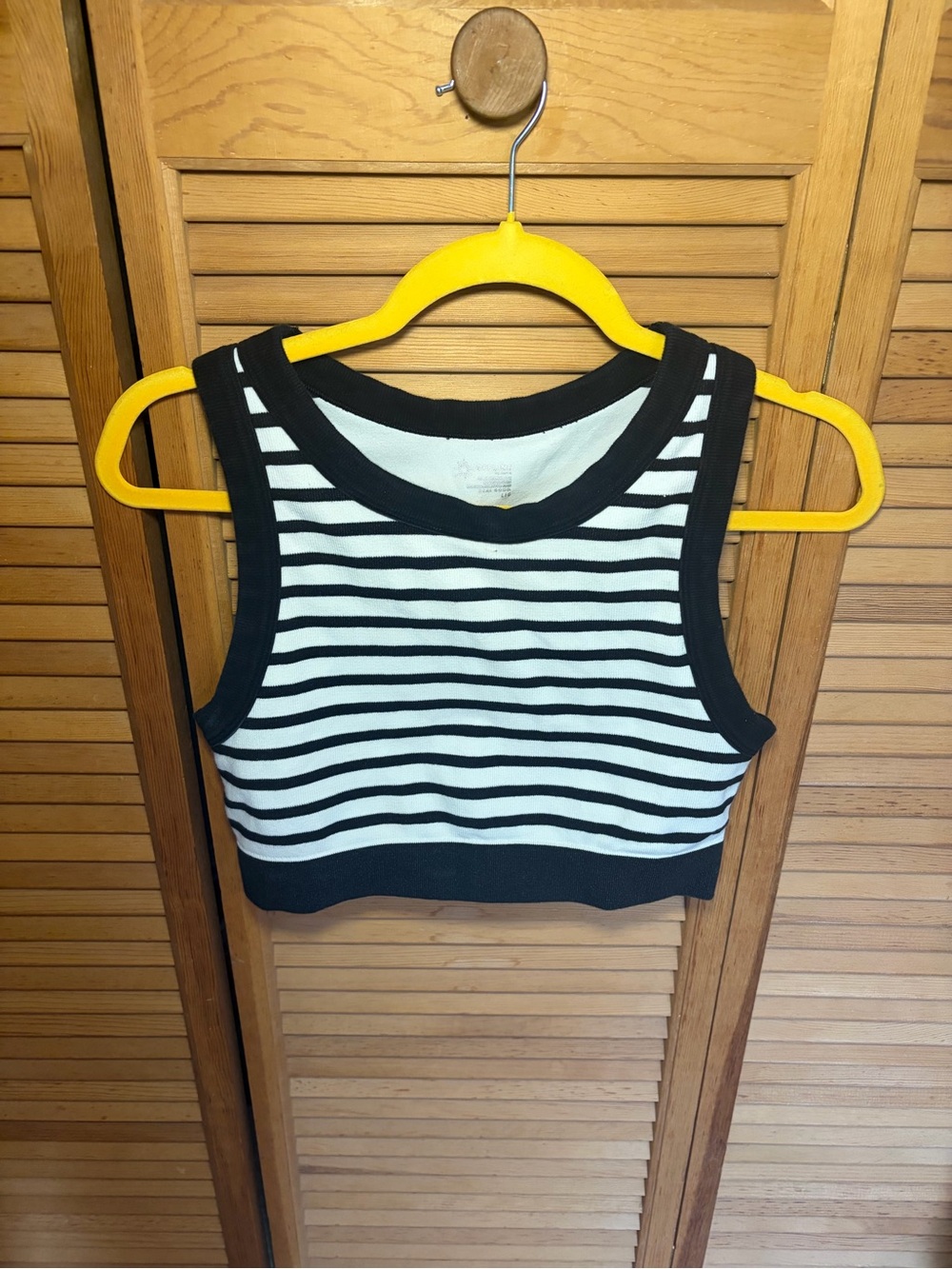 aerie Black and White Striped Cropped Tank